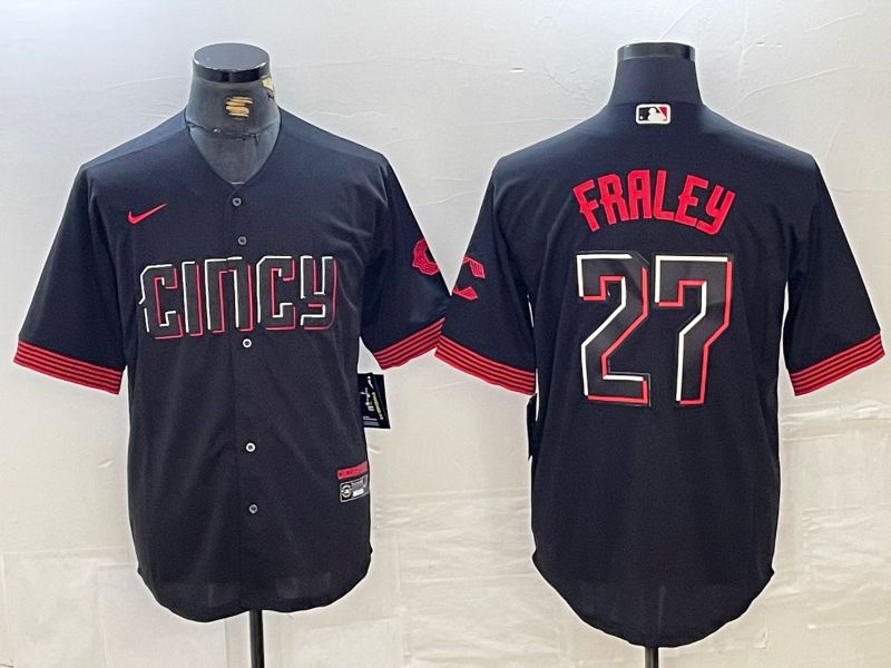 Men Cincinnati Reds #27 Fraley Black City Edition Nike 2024 MLB Jersey style 1->cincinnati reds->MLB Jersey